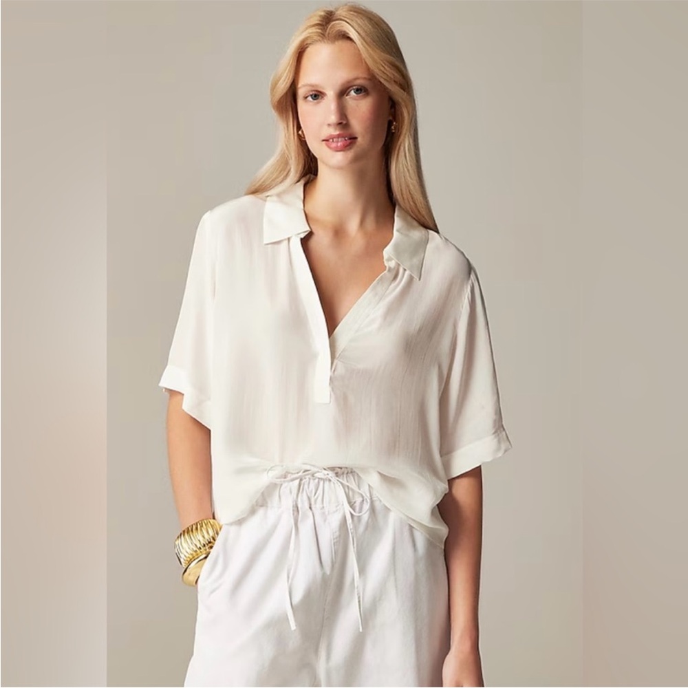 J. Crew‎ Bungalow popover top in crepe de chine